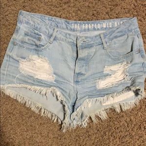 Ripped jean shorts